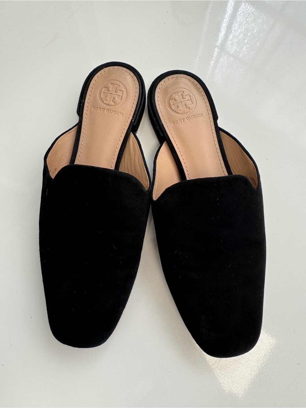 Tory Burch Carlotta Black Suede Mule Slides